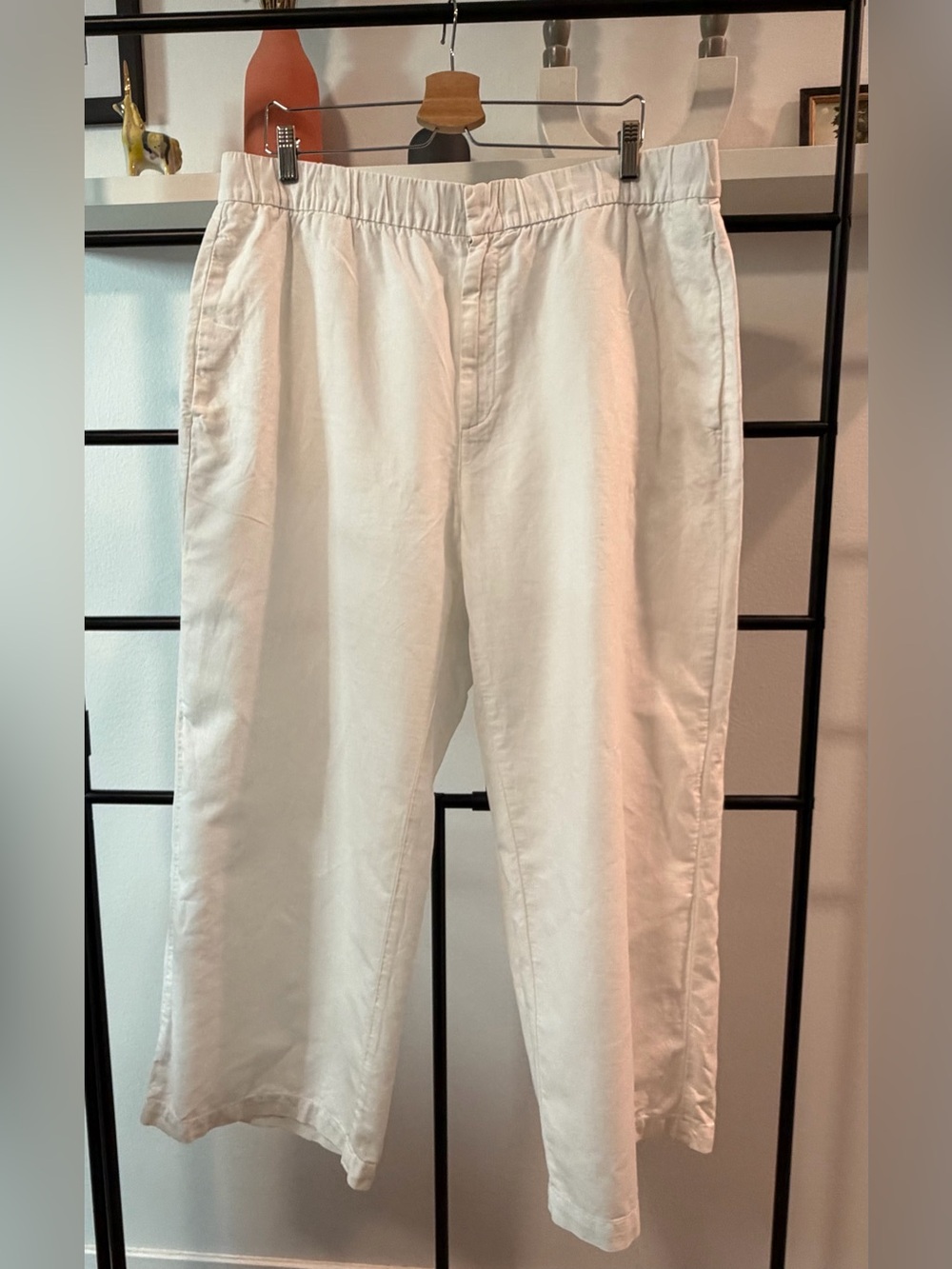 GAP White Linen Blend Cropped Wide-Leg Pants